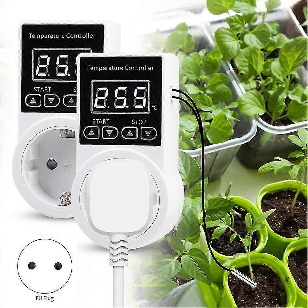 1Pcs Thermostat Socket with Sensor, Digital Temperature Controller Socket, Waterproof Temperature Switch EU Plug