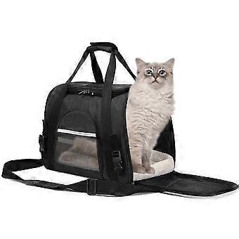 Pet Outing Tote Bag Mesh Vent 43x25x28cm Grey Black Adjustable Strap Bottom Pad