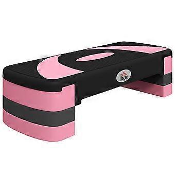 Height-adjustable aerobic stepper with 150 kg load capacity and 3 height settings (10/15/20 cm) for fitness and home training