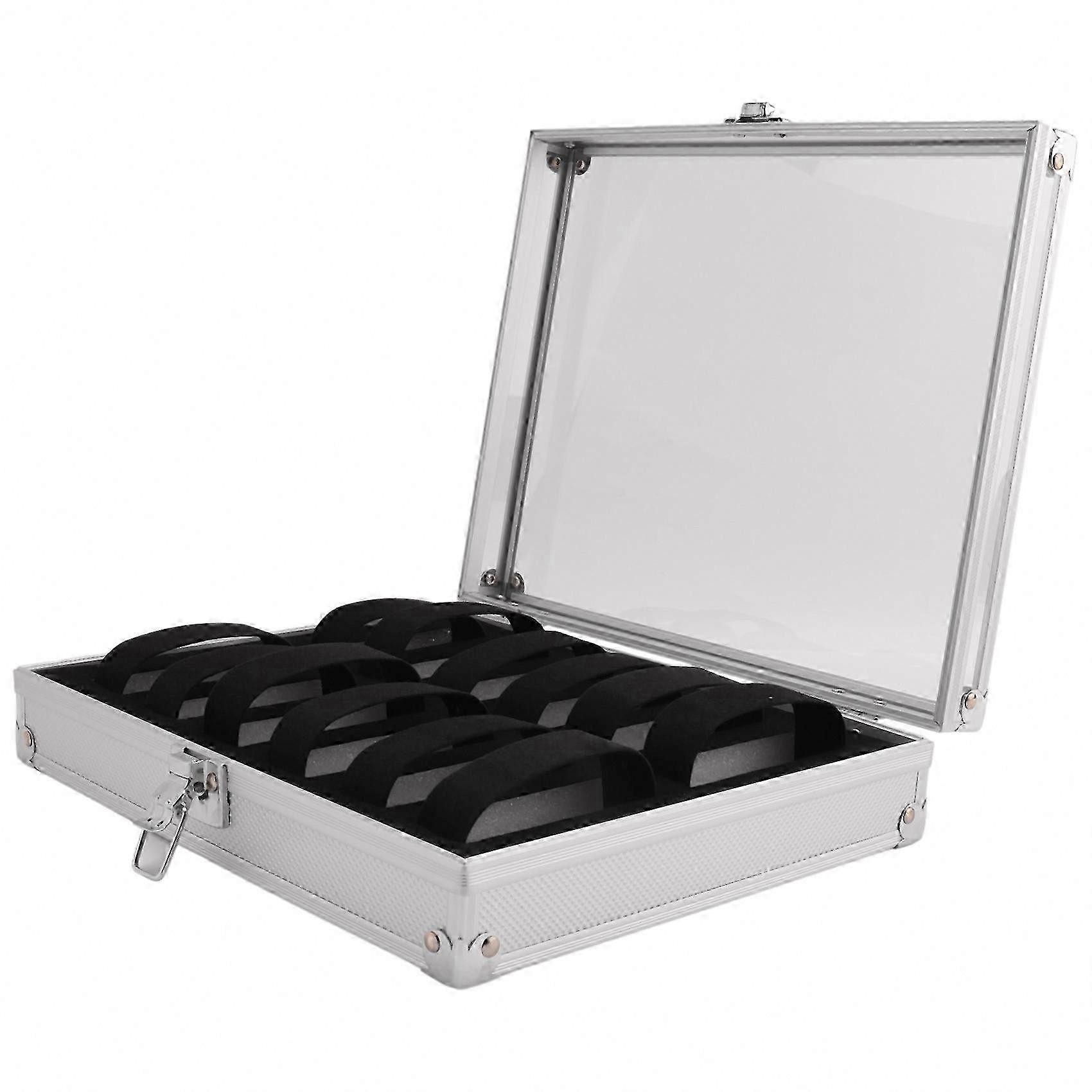 Efficient Watch & Jewelry Storage Aluminum Display Box, 12-Grid Slots Rectangular Case