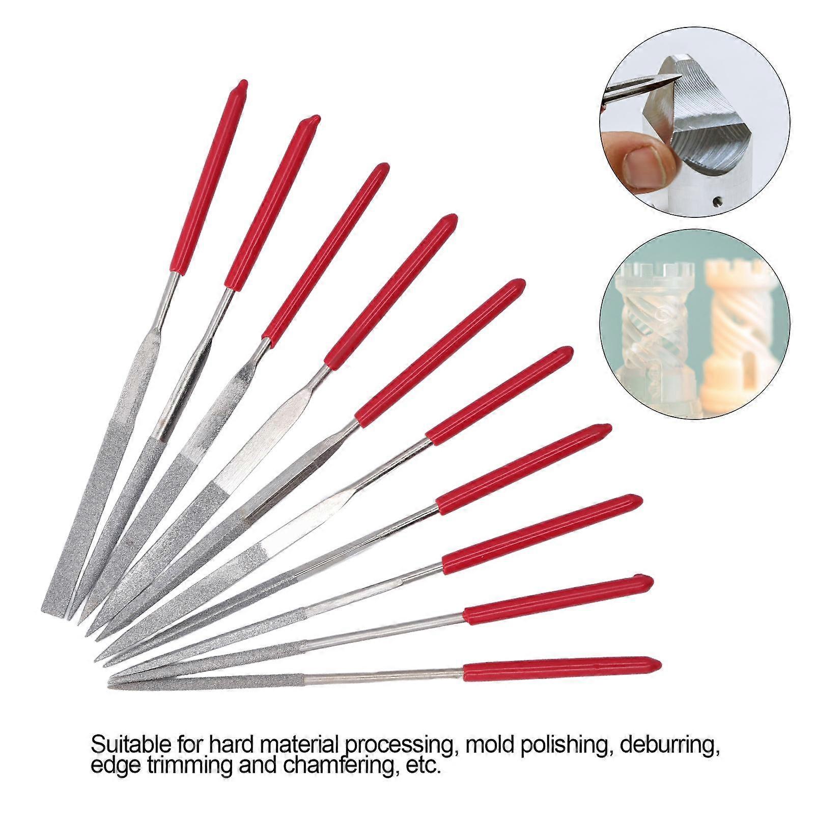 10 Pcs Needle File Set Diamond Model Grinding Trimming Needle File Kit for Material Processing