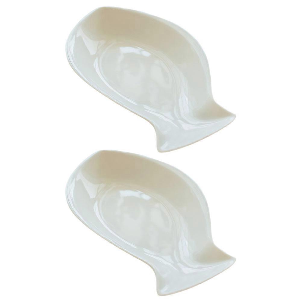 White Ceramic Plates Fish Shape for Practical Food Serving 4Pcs