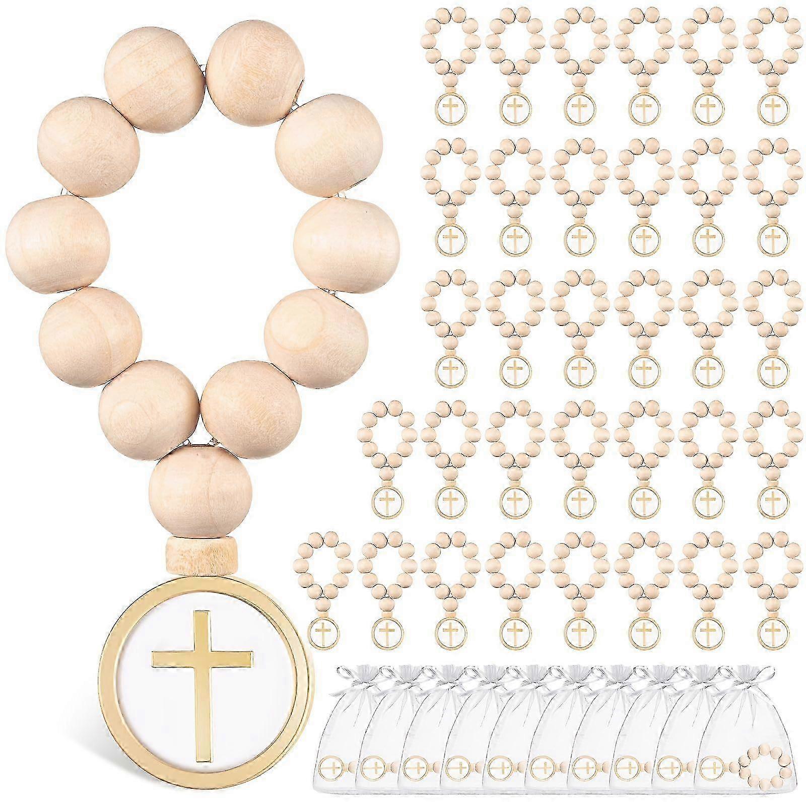 Wooden Prayer Bead Bracelets 12-Pack