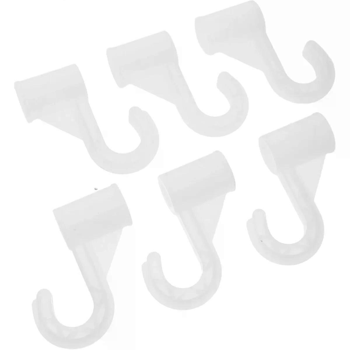 6 Pcs Wardrobe Rod Bracket Hooks for Clothes Support, White
