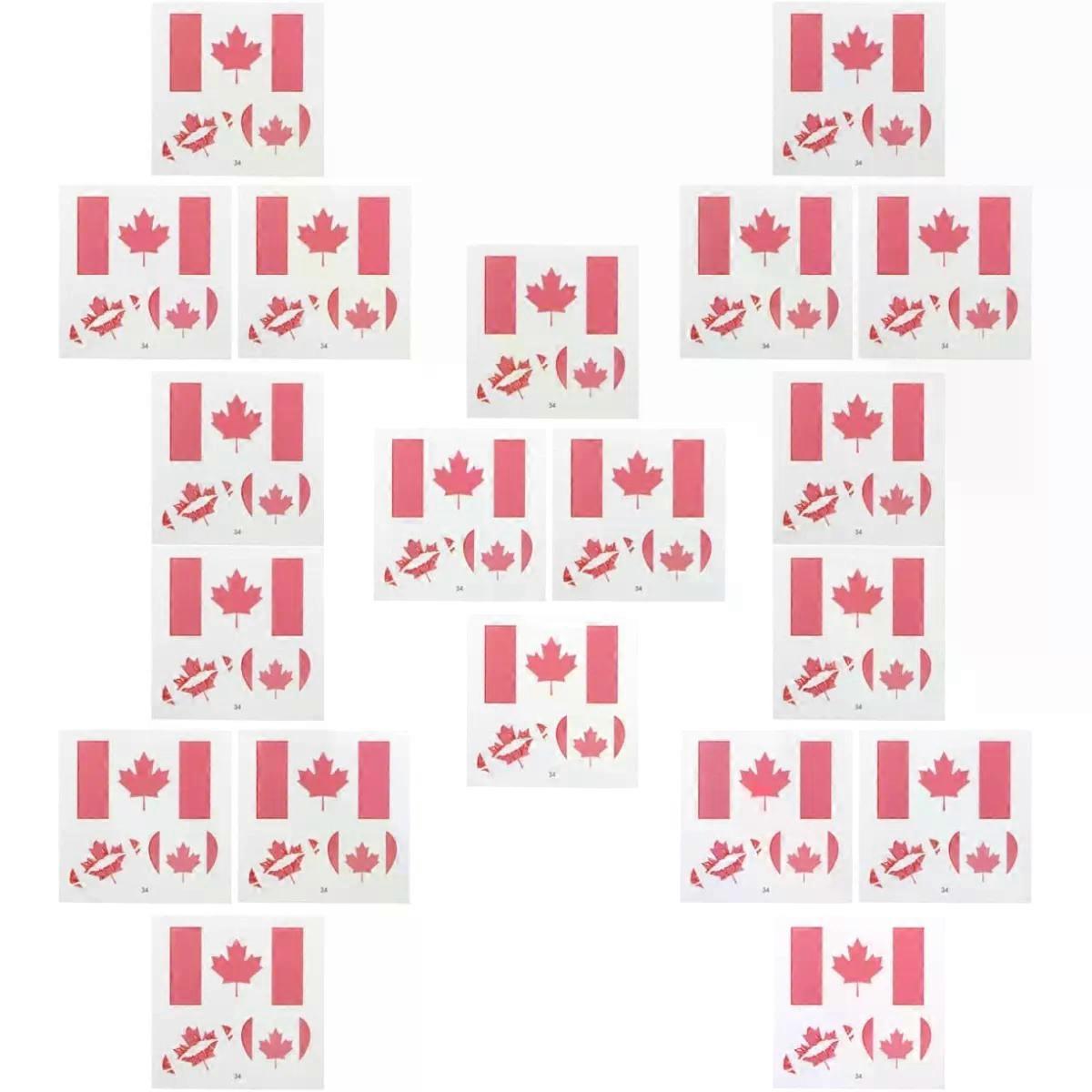 Flag Temporary Tattoos 20Pcs Waterproof Maple Leaf Face Stickers