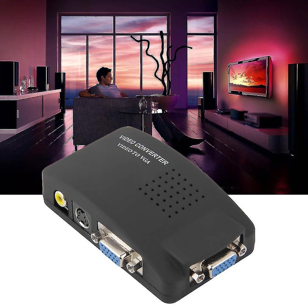Pc Laptop Composite Av/s Video To Vga Tv Converter Monitor Adapter Switch Box
