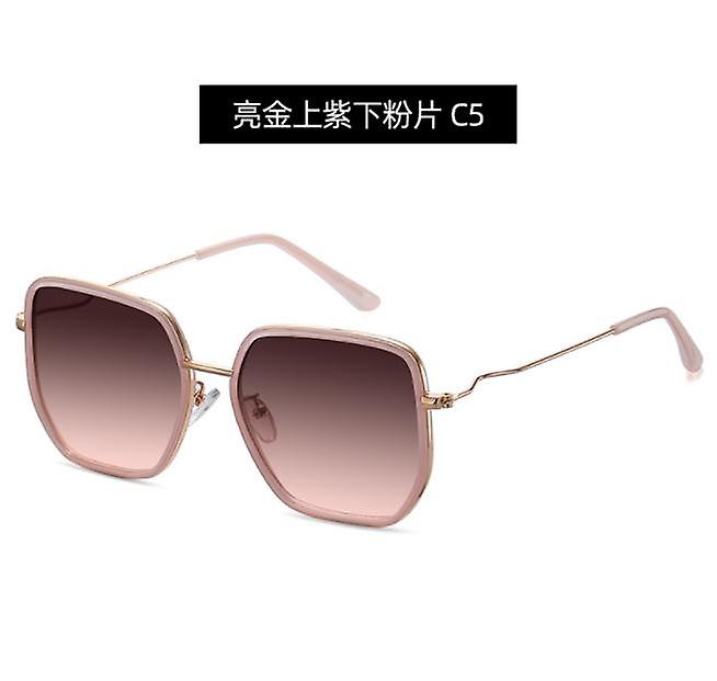 Fashion Women's Metal Large Frame Polygonal Net Red Same Style Sunglasses