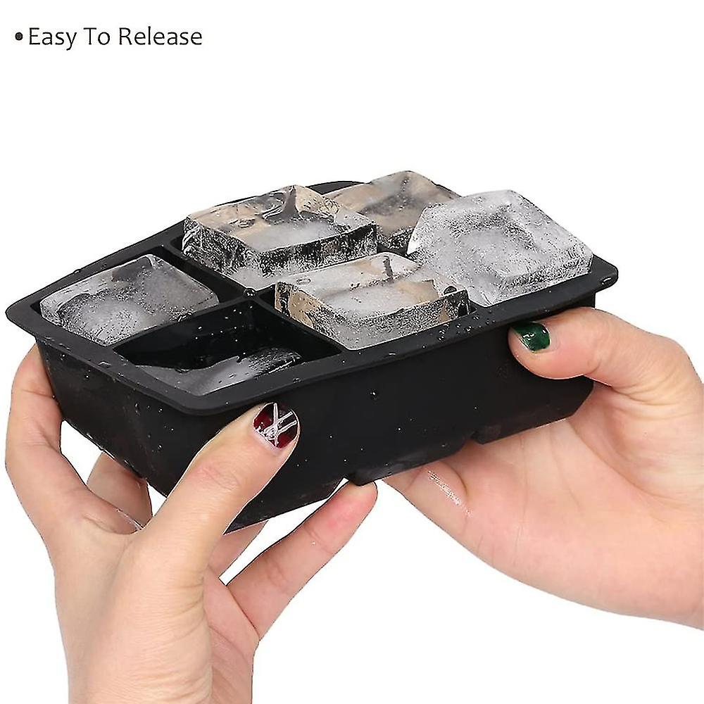 Ice Cube Mold Silicone With Lid 6-compartment 2pcs For Whiskey