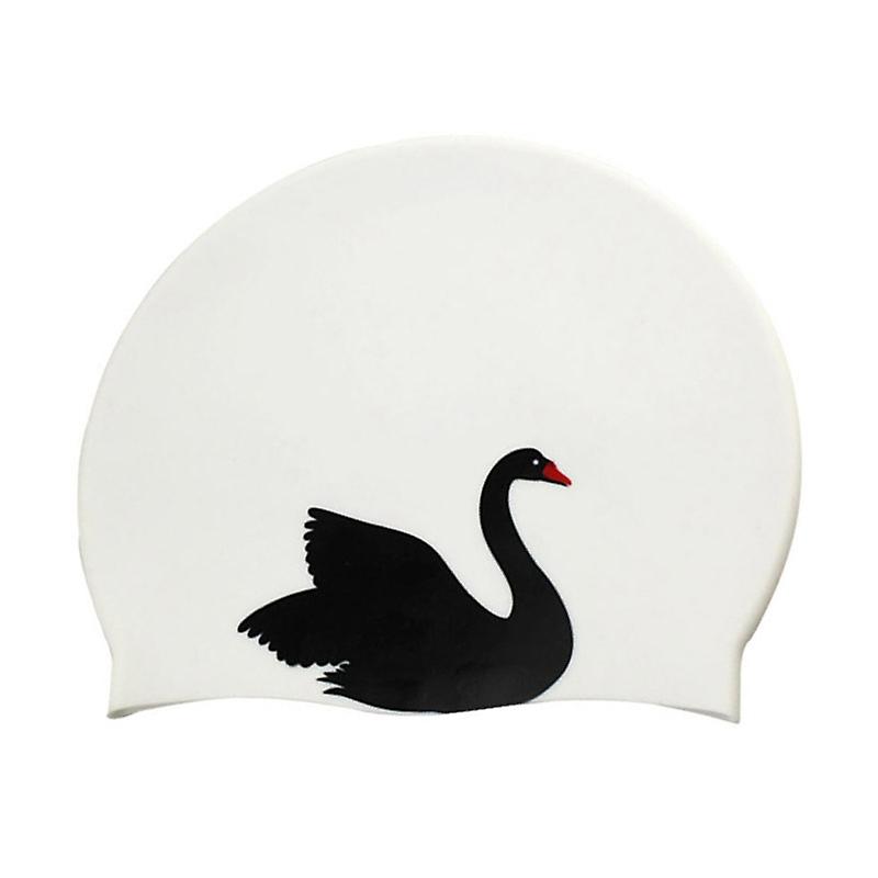 Waterproof High astic Swimming Cap, Spec: Black Swan