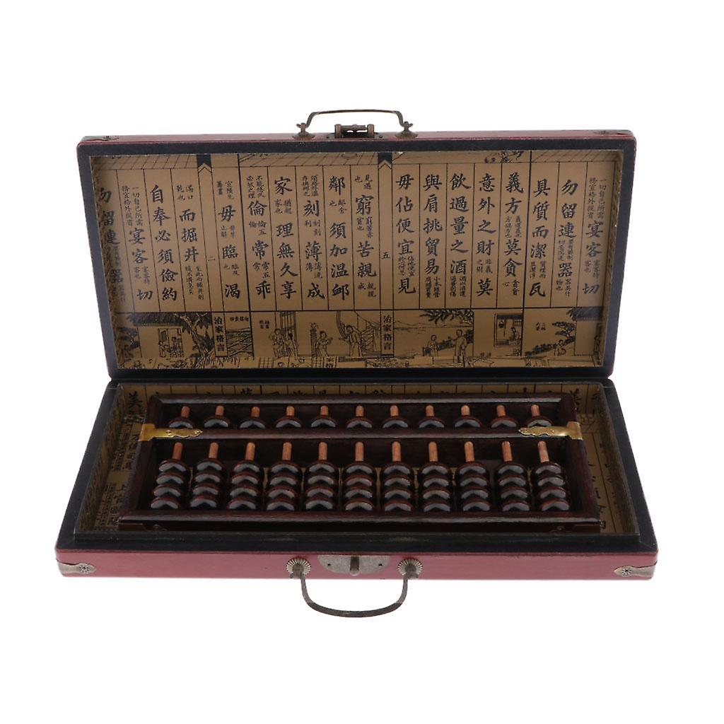 Mini Vintage Chinese Wooden Abacus Arithmetic 11 Digits Calculating Tool