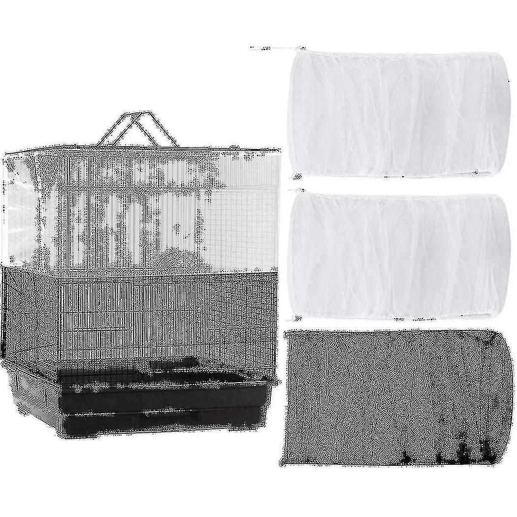 3stk Stort justerbart fuglebursdæksel Frø Fjerfanger Universal Fuglebur Nylon Net Cover