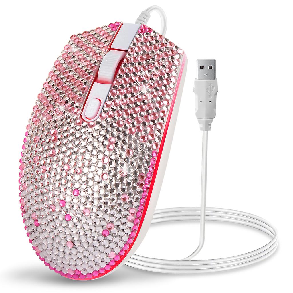 Colorful for Rhinestone Mouse Ergonomic Wired Mice for Notebook Laptop Computer