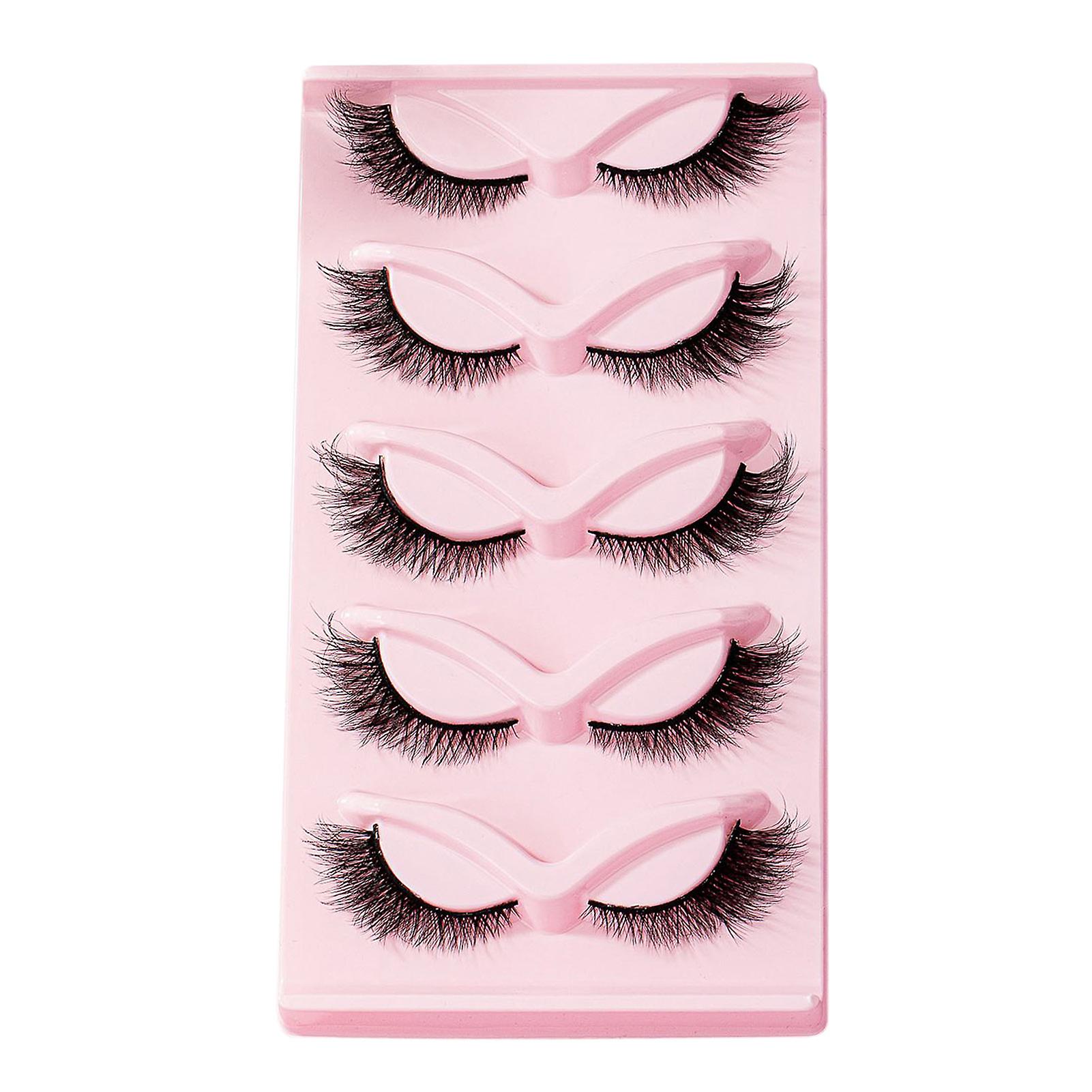 5 Pairs Daily Student Simulation False Eyelashes Well Bedded Lengthening Wisps Lashes For Daily Working Or Stage Makeup