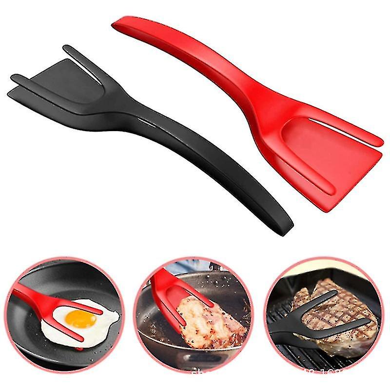 2 en 1 Spatule Tongs Nylon Ant Grip Flip Steak Egg Spatula Fried Egg Turners Kit Frying Tool