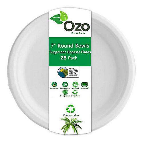 Ozo EcoPro Sugarcane Plates Round 7", 25 Packets