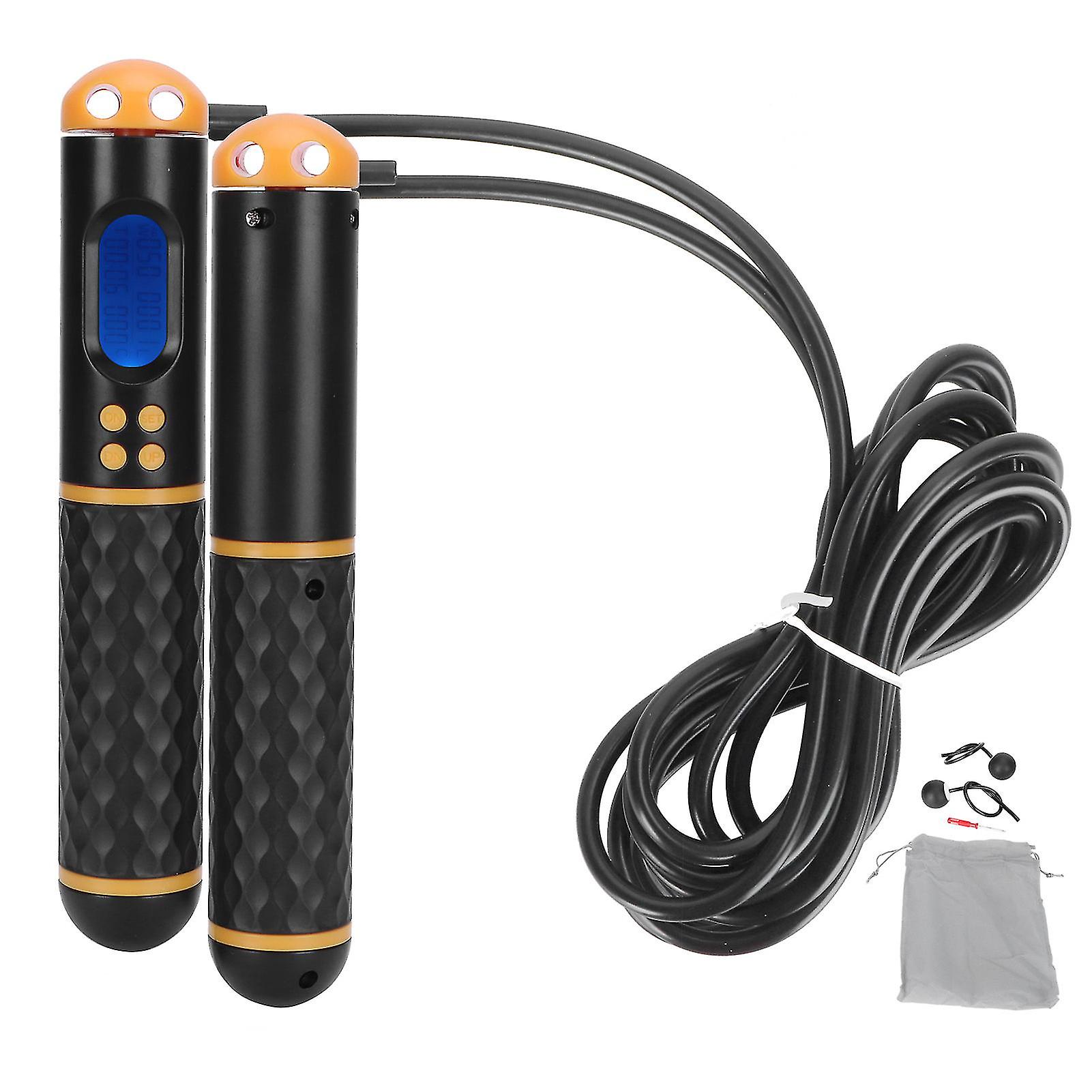 Skipping Rope Intelligent Electronic Counting Exercise Jumping Rope Fitness Equipment(Black Yellow )