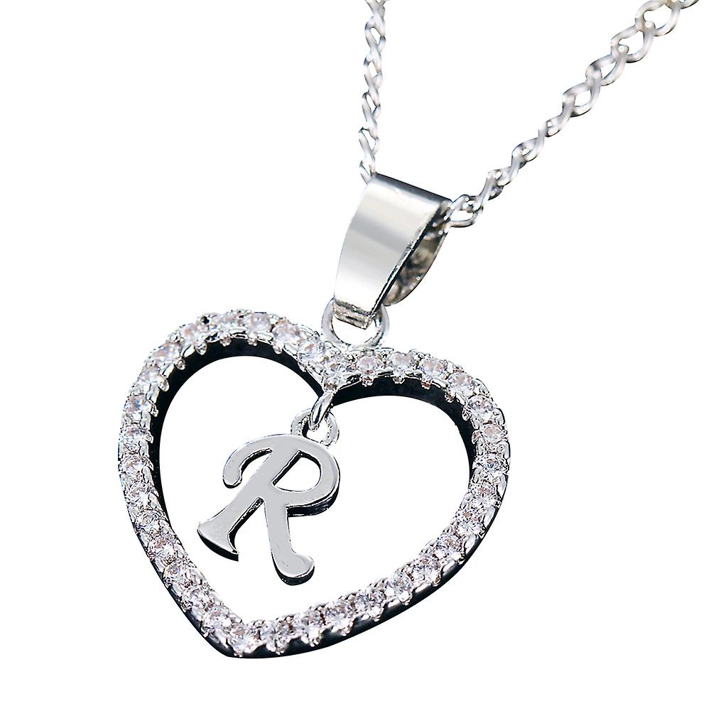 26 Lettres Alphabet A à Z Initial Cubique Zircone Coeur Pendentif Femmes Collier