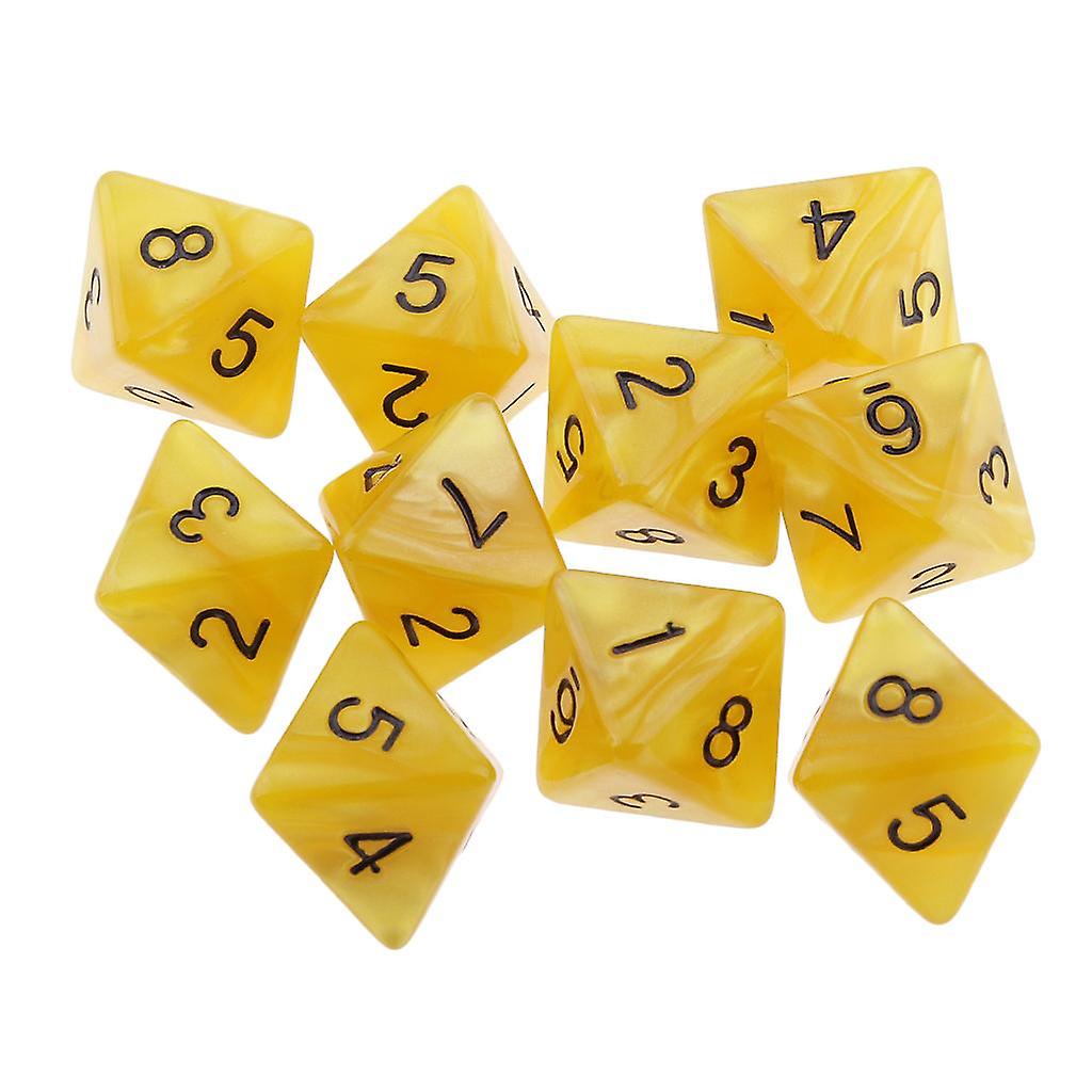 10pcs 8 Sided Dice D8 Polyhedral Dice for Party Table Games Yellow