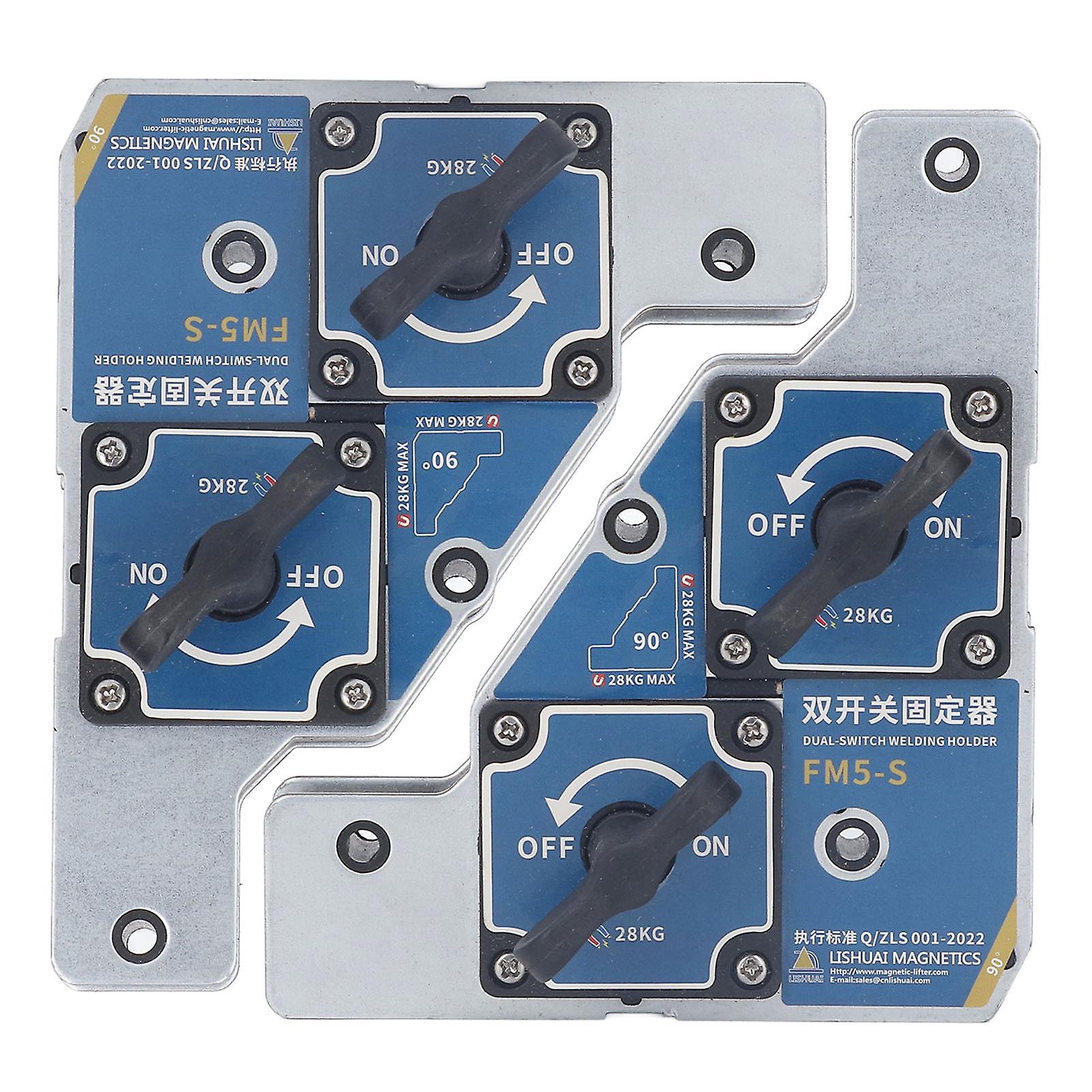 Risegun 2pcs Welding Magnet, Strong 2 Switch Magnetic Welding Holder Powerful28KG Welder Magnetic Holder Angle Support Fixture Tool 90Degree Angle