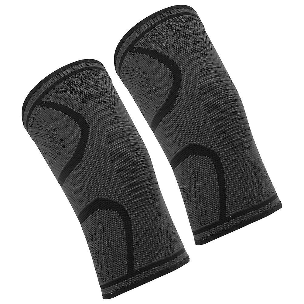 2PCS Nylon Utomhus Sport Stickning Knäskydd Sommar Anti-Skid Andas Elastisk Knäskydd Träningsskydd (er)