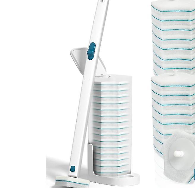 طقم عصا المرحاض مع 15 عبوة ، فرشاة وعاء المرحاض القابل للتصرف ، عصا المرحاض ، نظام تنظيف المرحاض القابل للتصرف