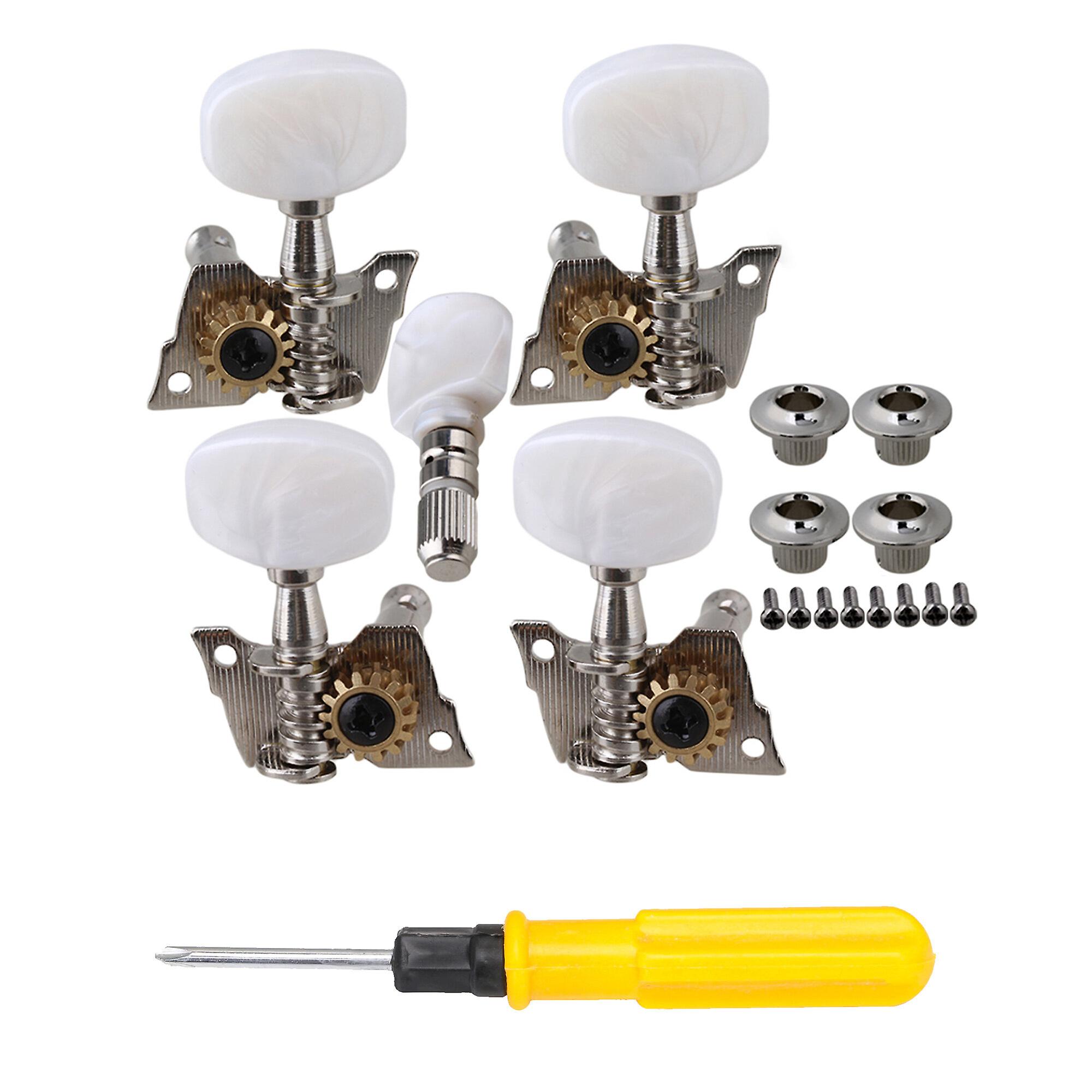 6 Pcs Banjo Machine Heads 2 Left 2 Right Silver with Screwdriver Kit
