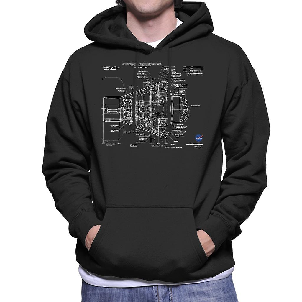 NASA Mercury Spacecraft Schematic Men's Hooded Sweatshirt