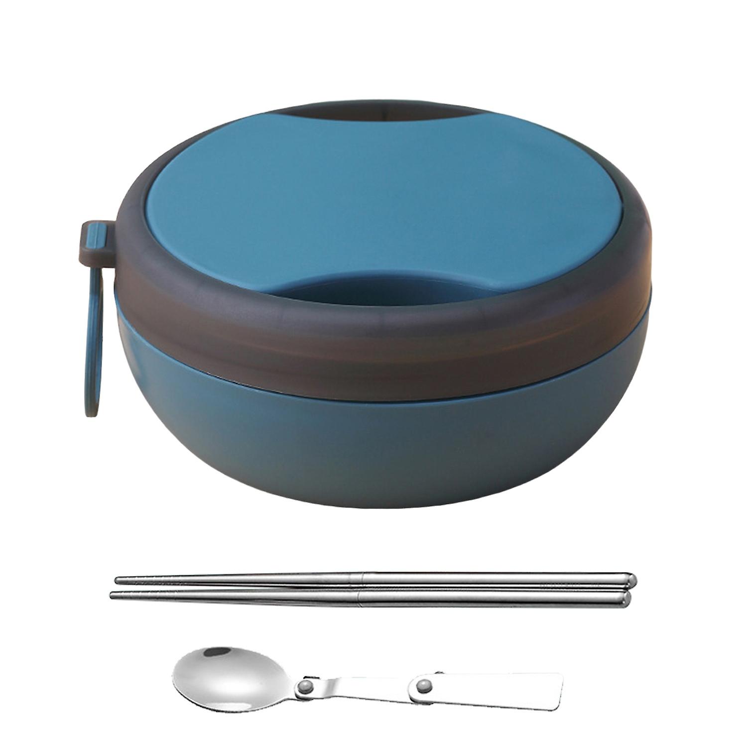 OuZhan 1 Set 500ml Bento Box Large Capacity Double Layer Portable Built-in Cutlery Lunch Case Food