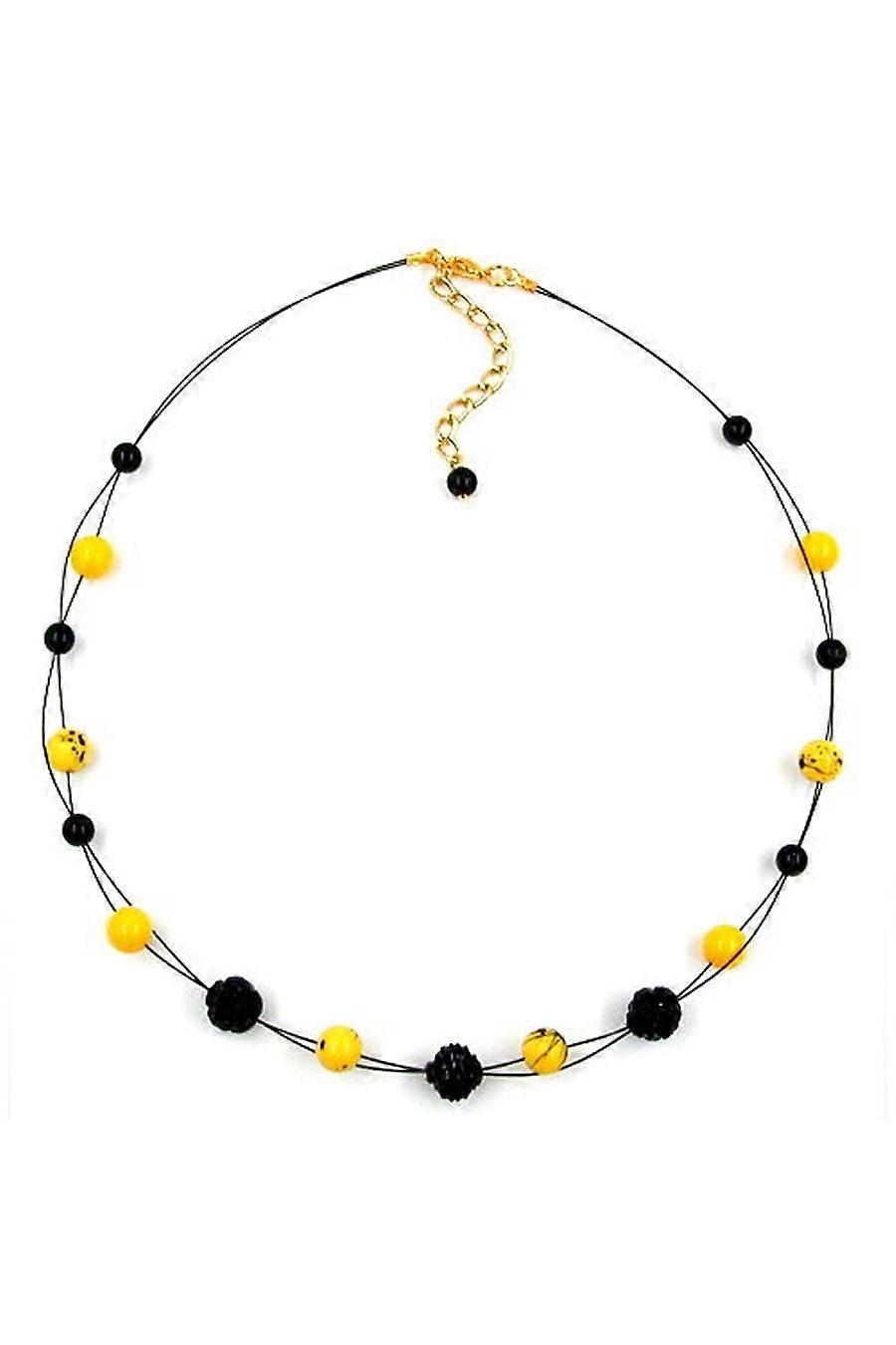 Necklace Yellow And Black Beads 45cm - Gl01965