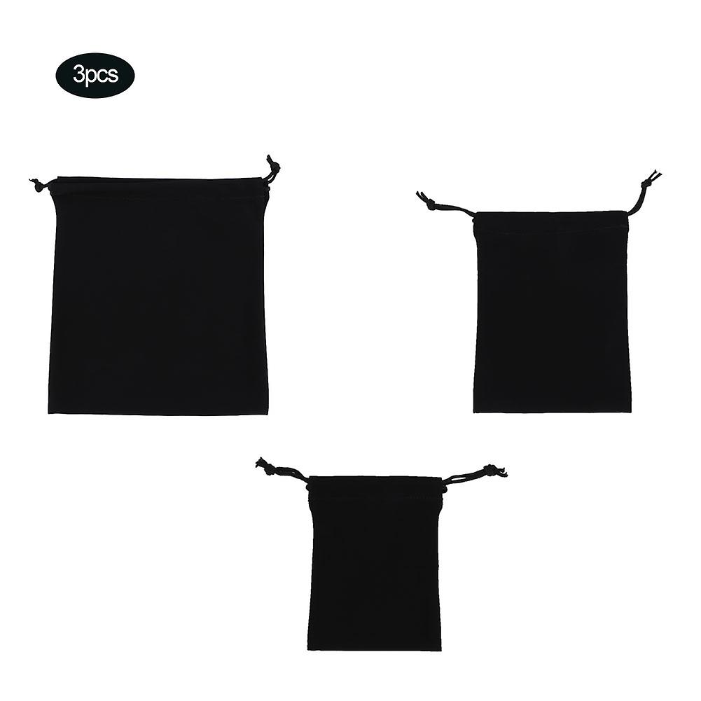 3Pcs Portable Resuable PU Waterproof Drawstring Pouch Package 3C Accessories Storage Bag