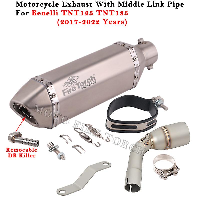 Slip Auf Für Benelli TNT125 TNT135 TNT 125 135 2017-2020 2021 2022 Motorcyce Auspuff Geändert Mittleren Link Rohr und Carbon Schalldämpfer