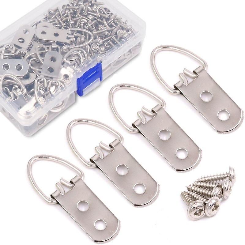 50 Pack Heavy Duty Double D-Hole Hooks with Screws for Hanging Watches, Paintings, Artwork