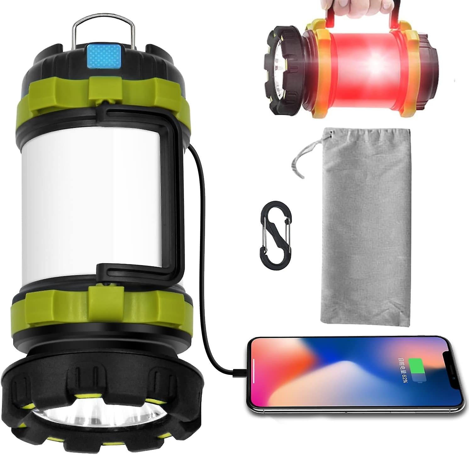 LED Camping Lantern Rechargeable, T2000 High Lumen Light Flashlight, 6 Modes, High Capacity Power Ba