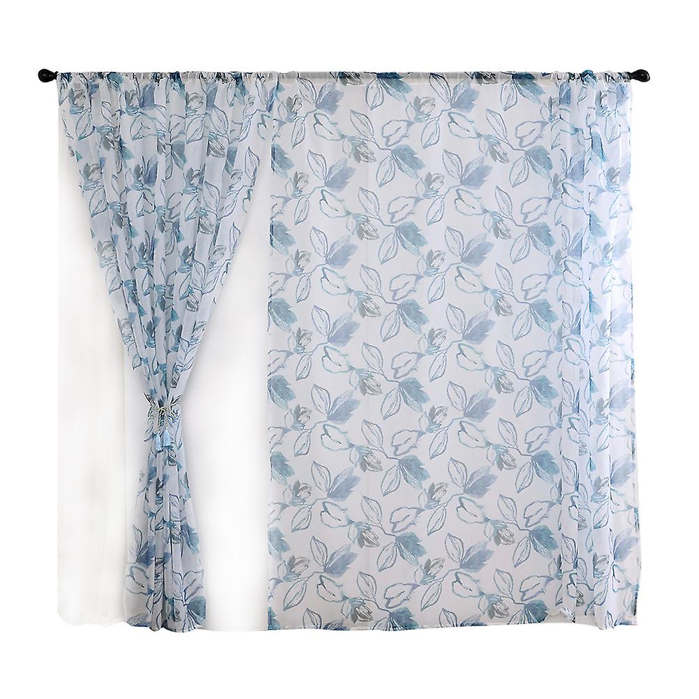 Polyester Fönstergardin Valances Voile Sovrum Vardagsrum Dekor (Blå)