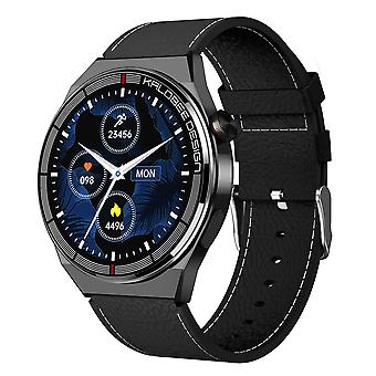 1.3 inch Leather Band IP68 Waterproof Smart Watch Black Leather Band