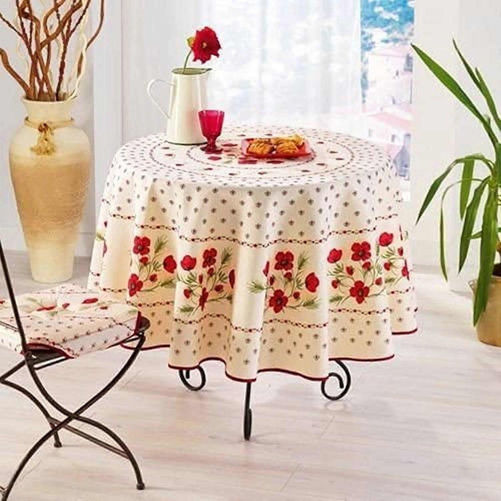 Provençal tablecloth rectangle or round anti-stain poppy red fabric 180 x 180 cm