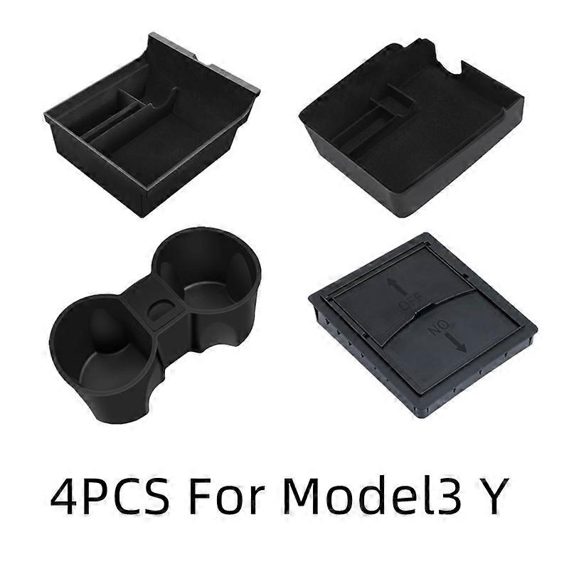 For Tesla Model 3 Y 2021 2022 Storage Box Car Central Armrest Flocking/ABS Storage Box Organizer Model 3 2021 Accessories