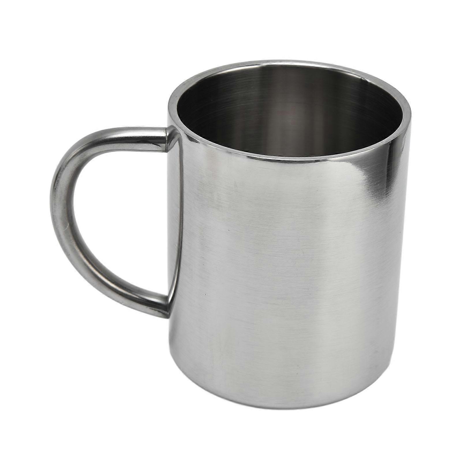300 ml kaffemuggar i rostfritt stål dubbelskiktsspegelmugg för utomhuscamping husbil hemmakontor