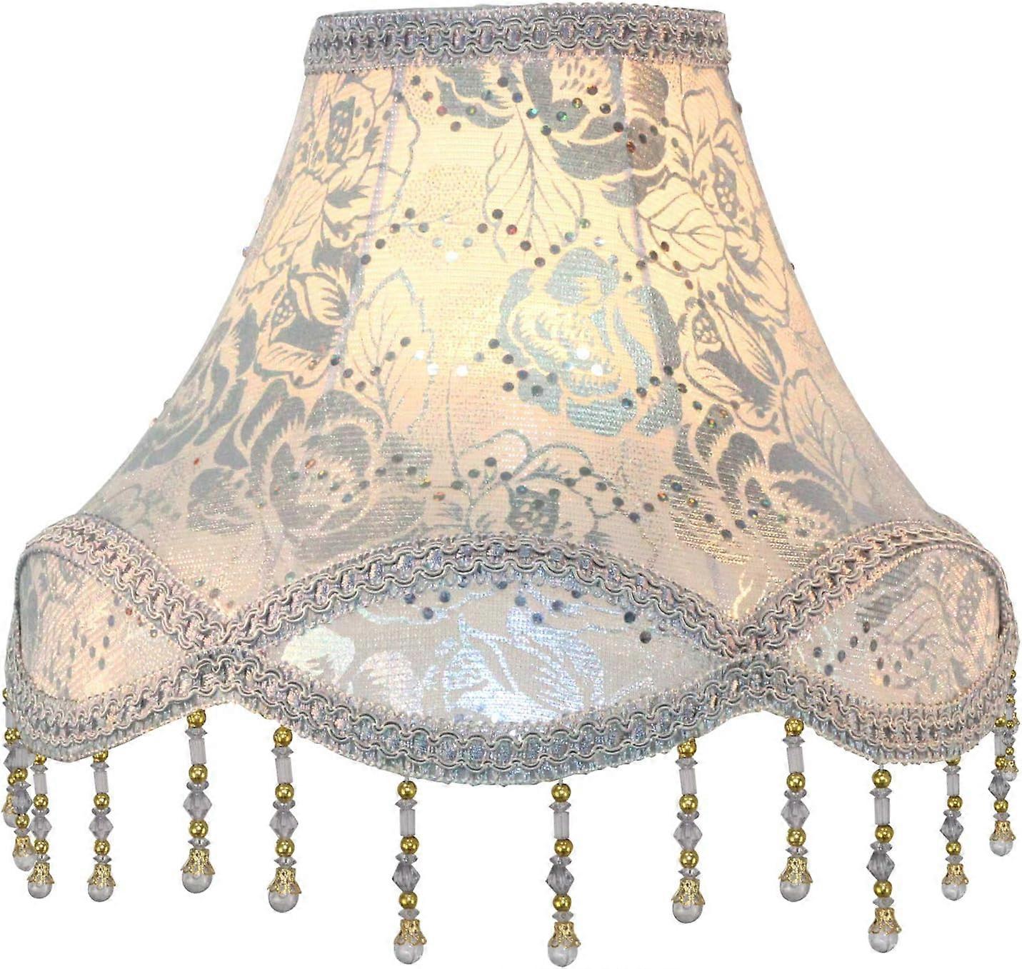 11.8" E27/E14 Handmade Fabric Table Lamp Shade,Silver