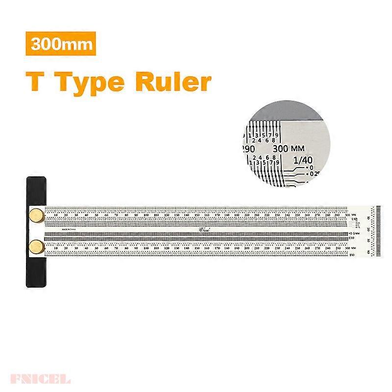High Precision Woodworking T Ruler, Scribing Ruler Carpentry Marking Tools (300mm)