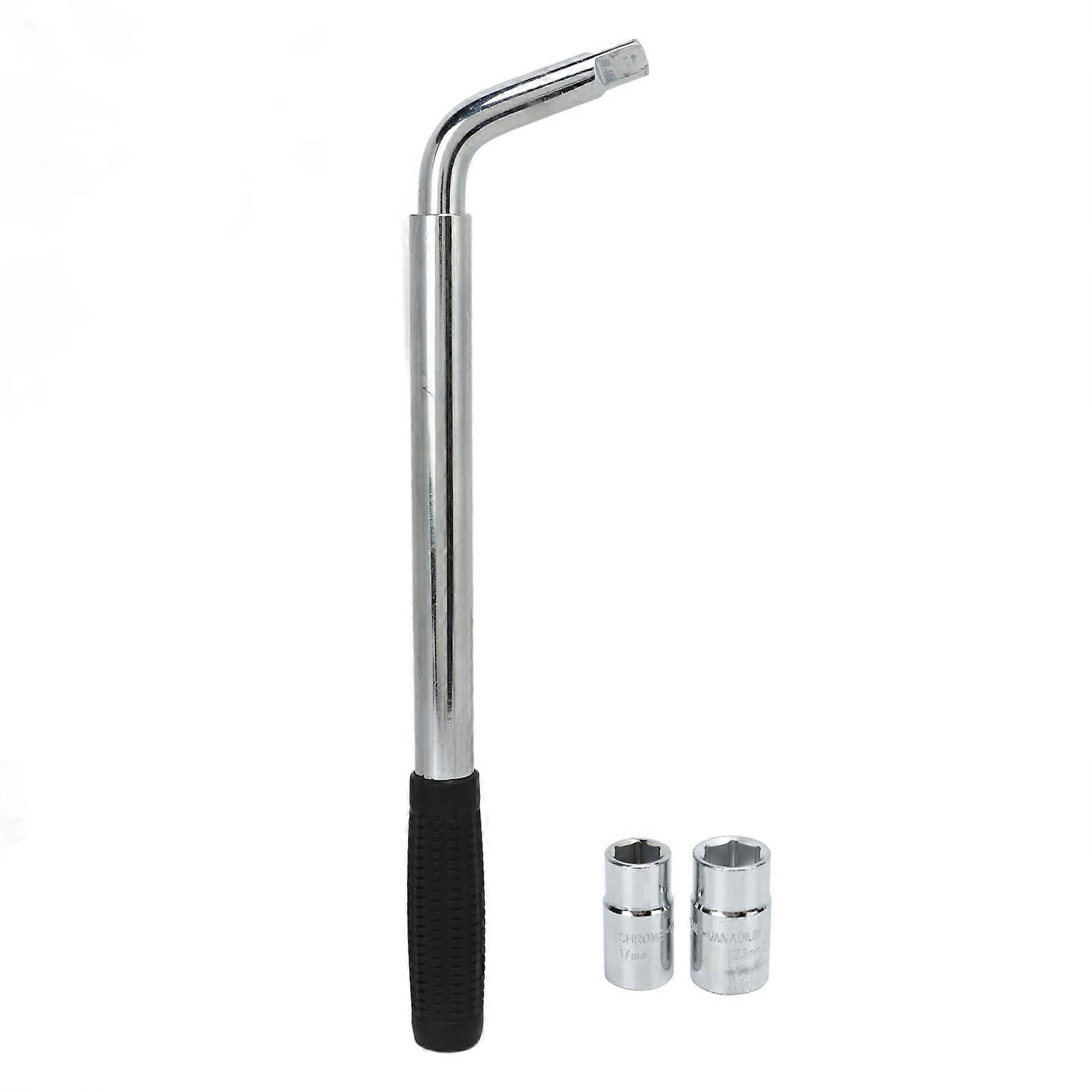 Telescoping Lug Wrench with 2 Sockets 17 19mm 21 23mm CRV Universal Extendable Wheel Wrench NO.26738