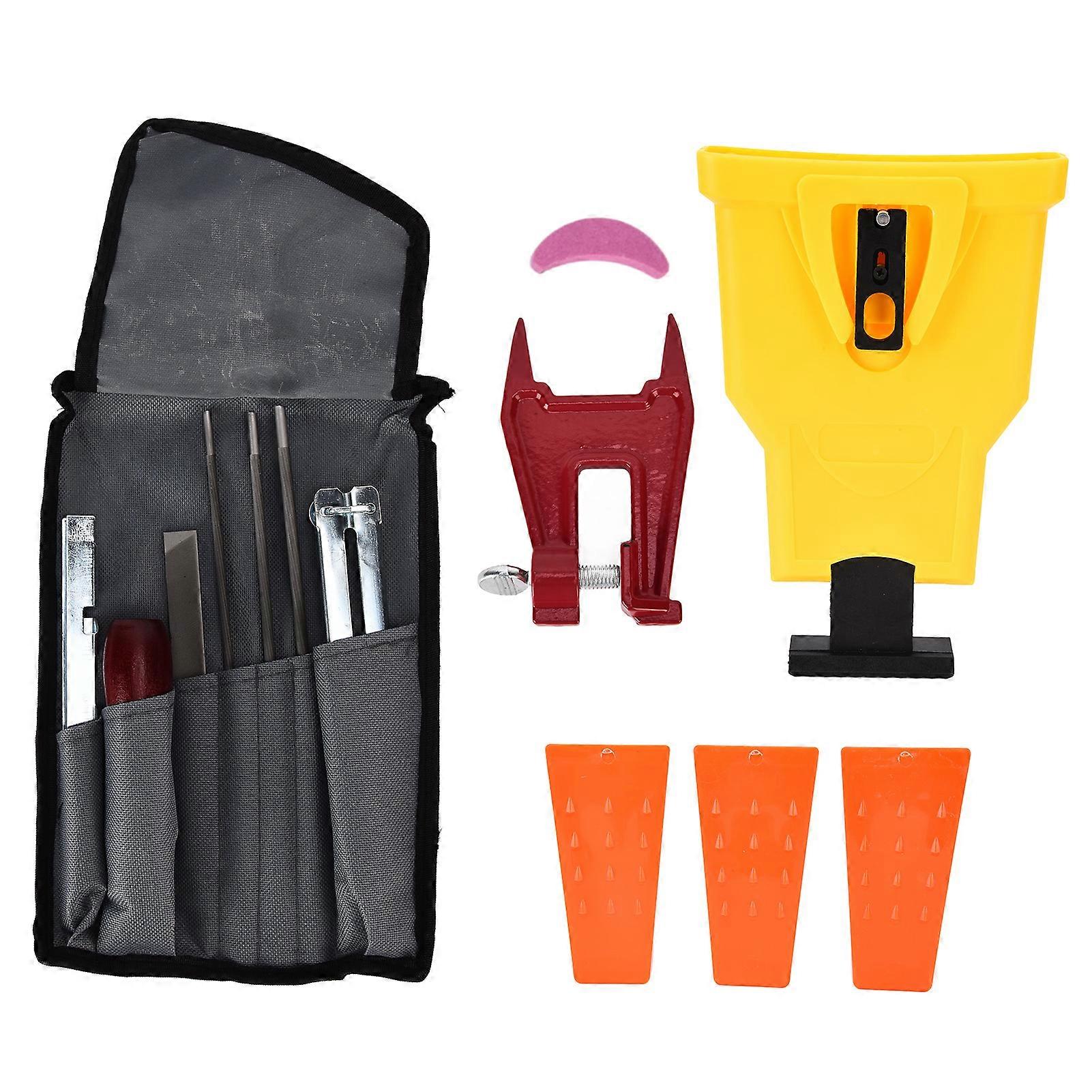 Chainsaw Sharpener Kit with 5/32 3/16 7/32 Inch Files Stone Tool Trunnion Screw Cutting Wedge Tool NO.3225