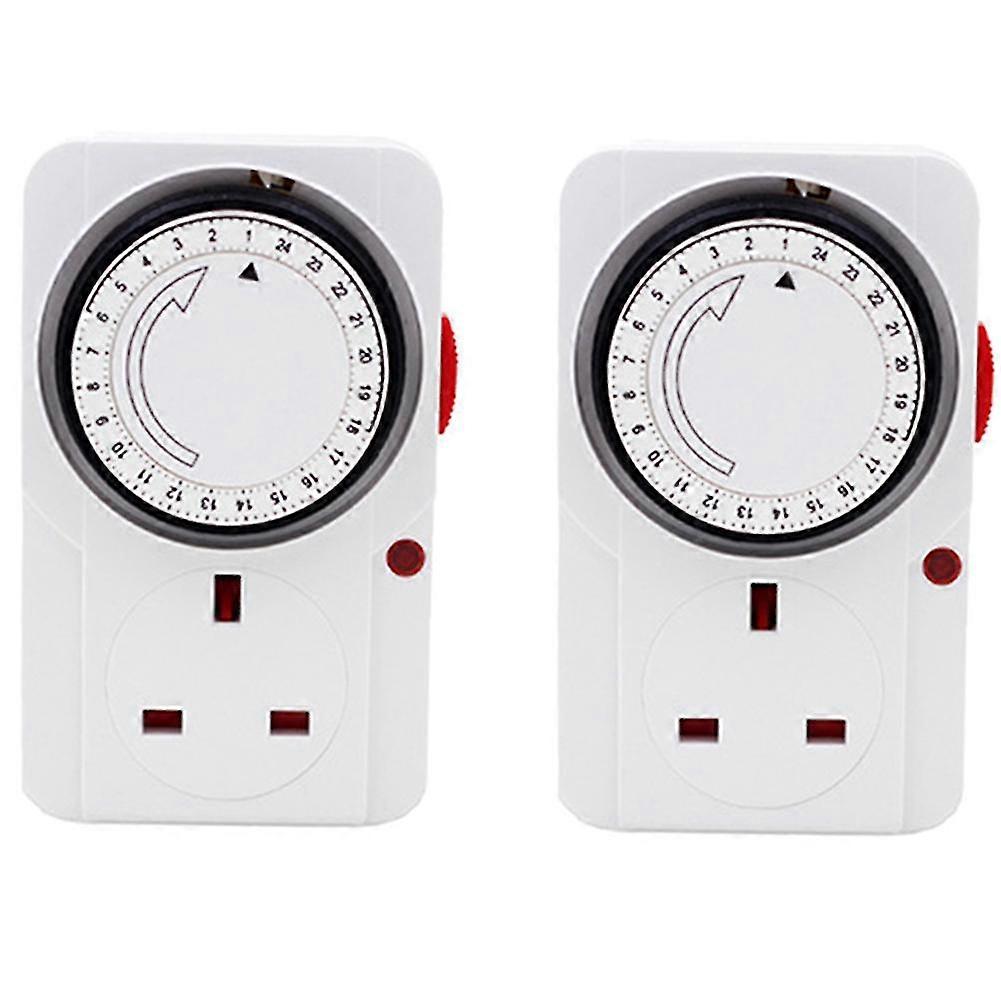 2x 24-hour Segmented Timer Switch-energy-saving Plug Timer Socket Kit-with Time Controller 3-pin Pl