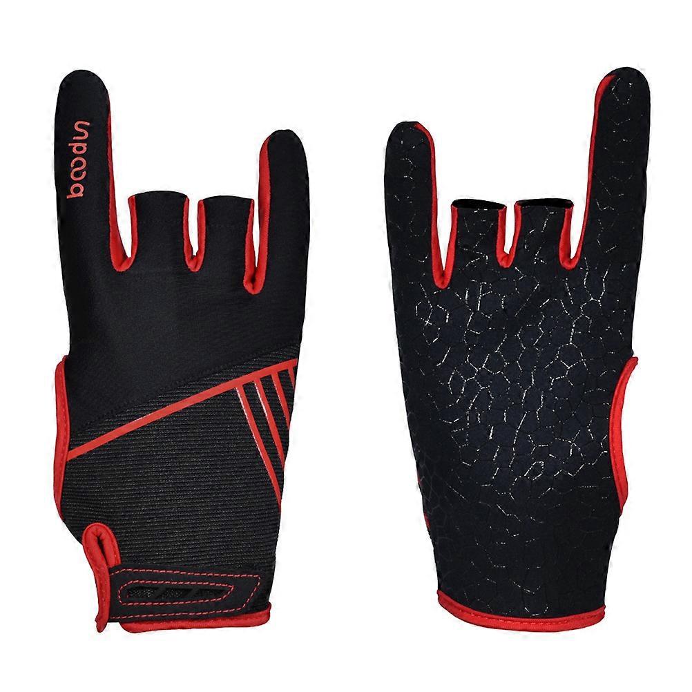 シリコン滑り止めボウリンググローブプロフェッショナル弾性通気性スポーツグローブ1ペア-サイズL / XL(赤)