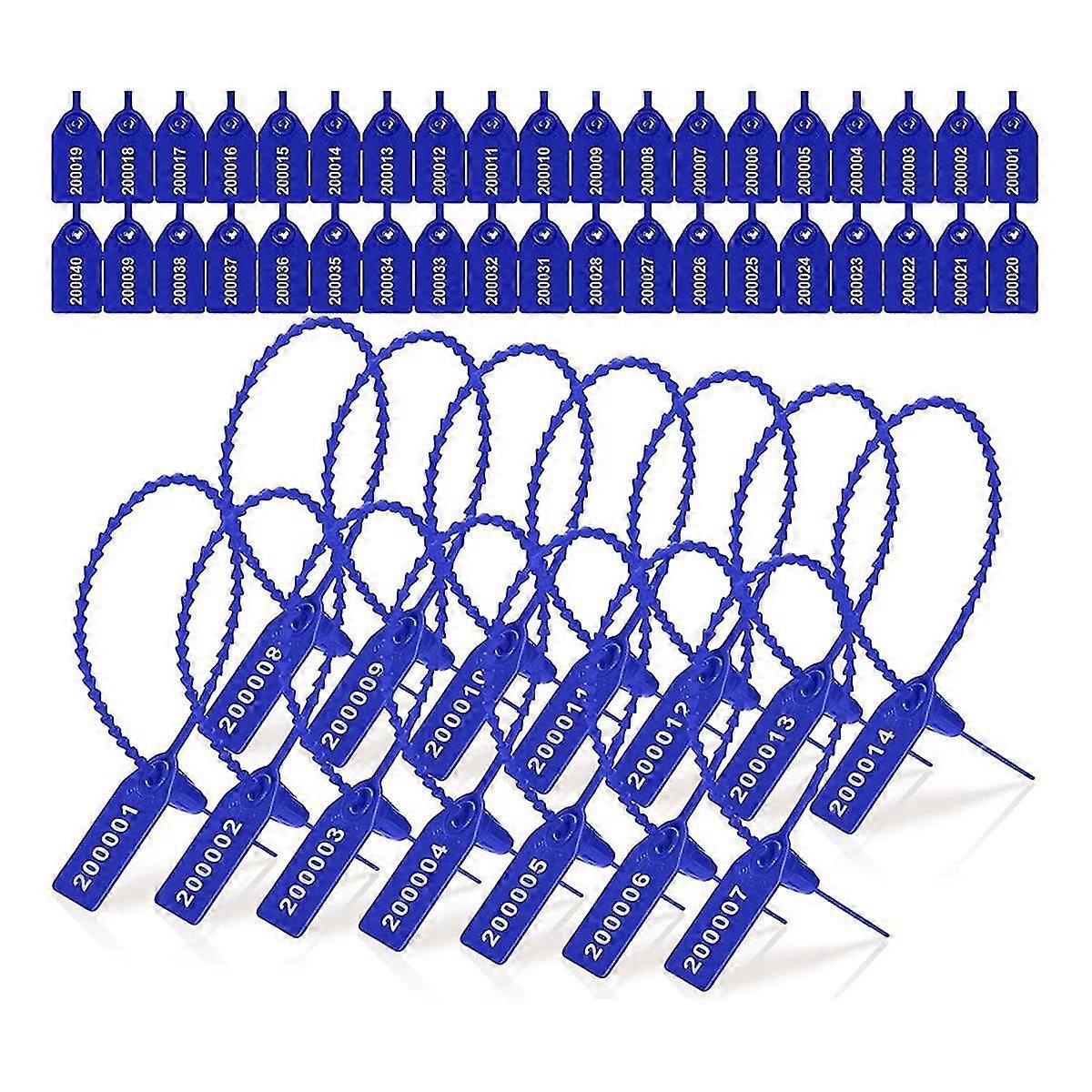 2000 Pcs Plastic Tamper Resistant Seal Label Seal Security Number Zipper Collar 250mm Length Blue