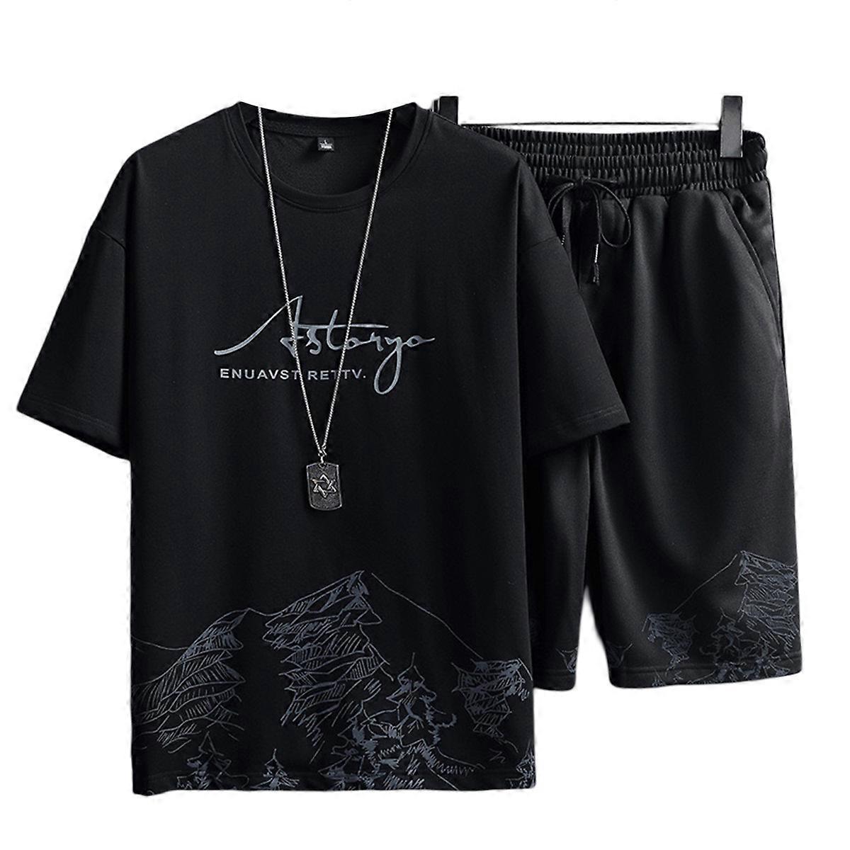 Män Kläder Set Andningsbar Fashionabla Tryck Stor Storlek Sommar Män Shorts Set för Vuxna