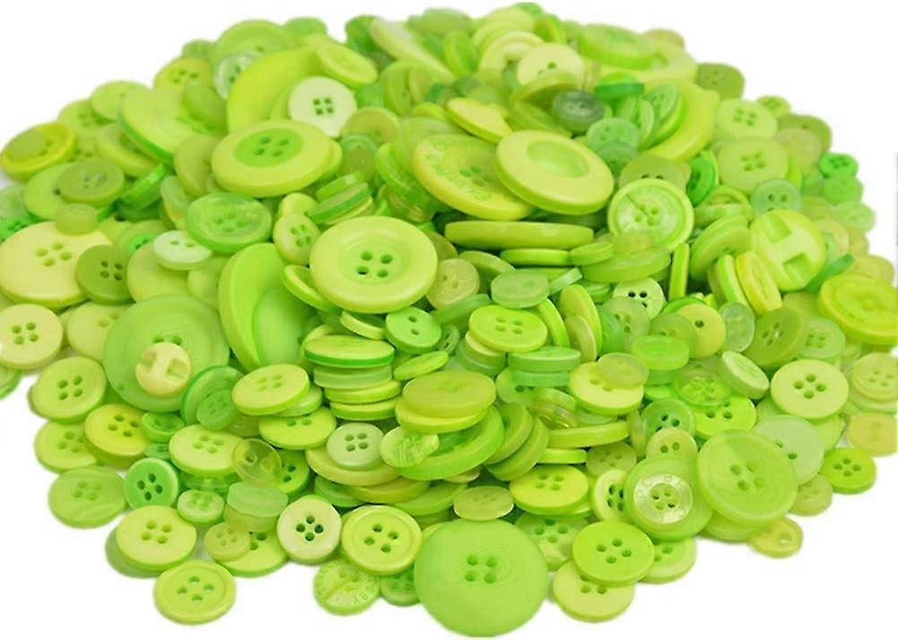 600 Stück Resin Knöpfe 2-Loch 4-Loch Nähen Deko Knöpfe Perlen Flatback (hellgrün)