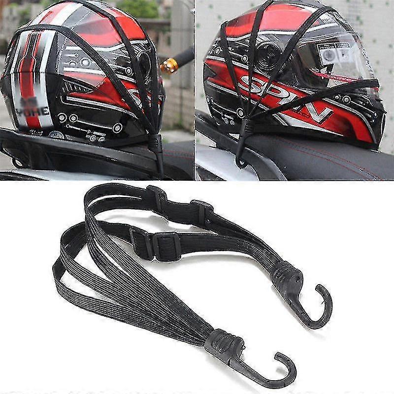 2pcs Motorcycle Helmet Luggage Straps Adjustable Bicycle Elastic Rope Belt With Hooks 60cm 90cm