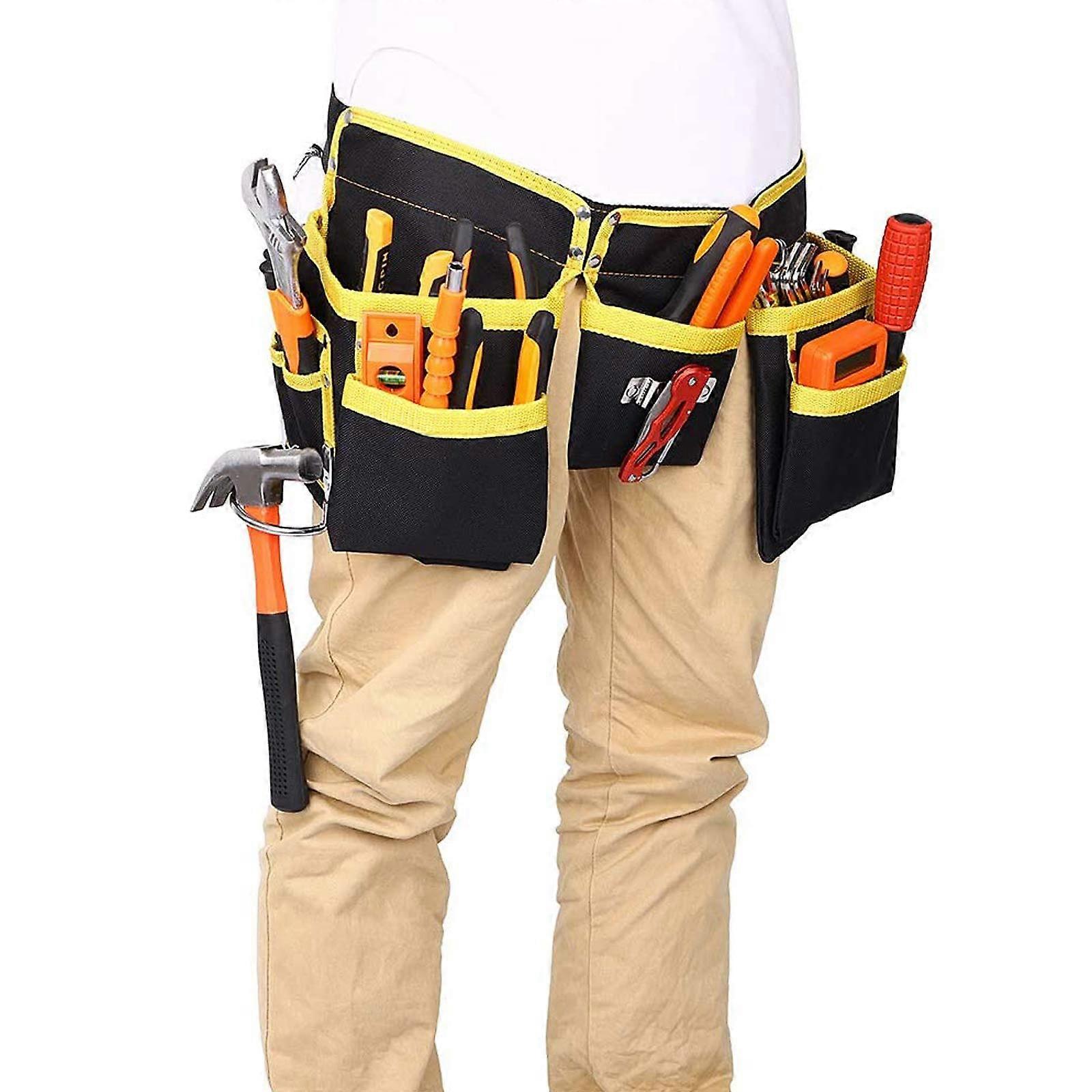 Tool Belt with 11 Pockets, Tool Pouch, Waterproof Oxford Fabric, with Adjustable Straps