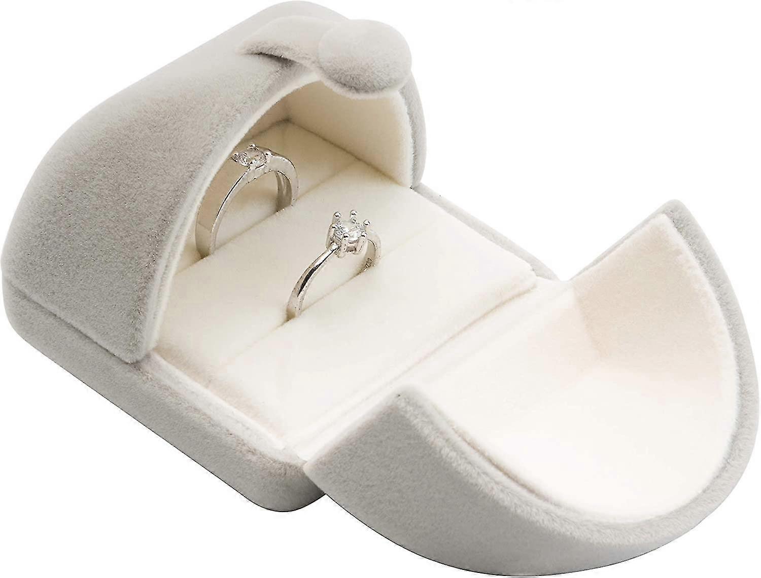 Double Velvet Jewelry Packaging Display Storage Case Wedding Ring Gift Box